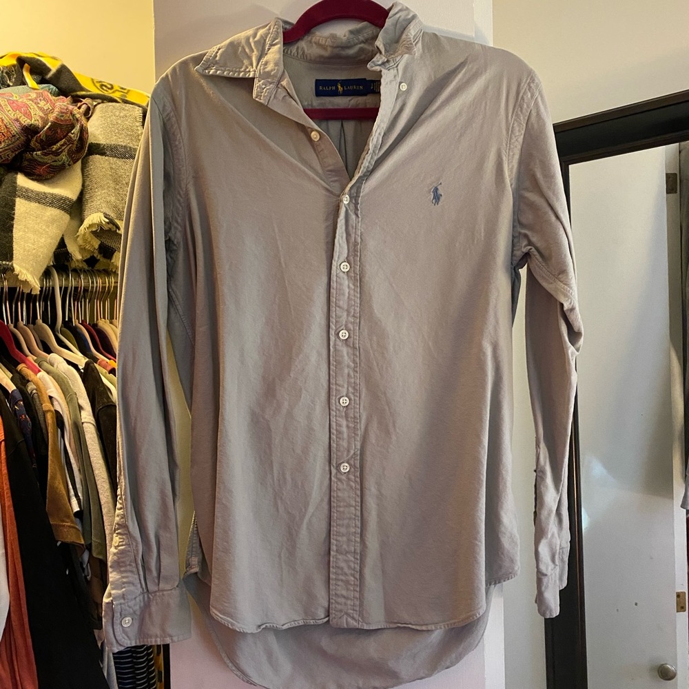 Ralph Lauren grey Oxford button down shirt.